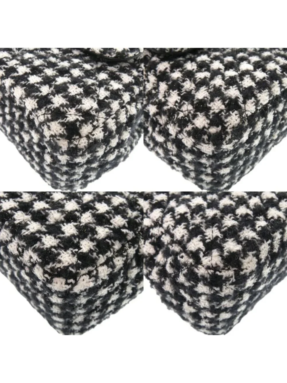 Chanel CC Logo Hobo Tweed Black Shoulder Bag Random Plate Gold White